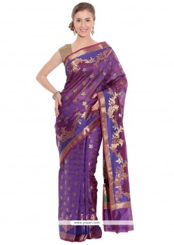 Attractive Purple Art Silk Classic Designer Saree