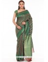 Weaving Art Silk Classic Saree In Green
