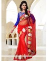 Appealing Red Net Saree