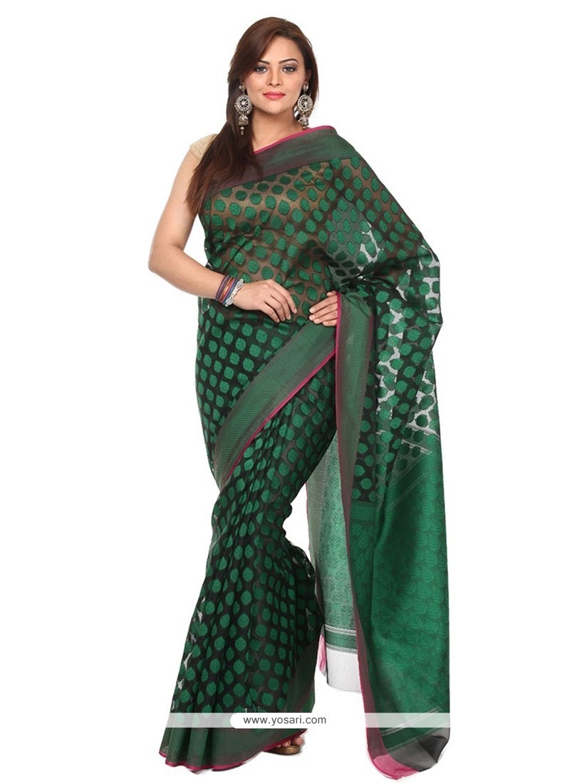 Charming Fancy Fabric Green Classic Saree