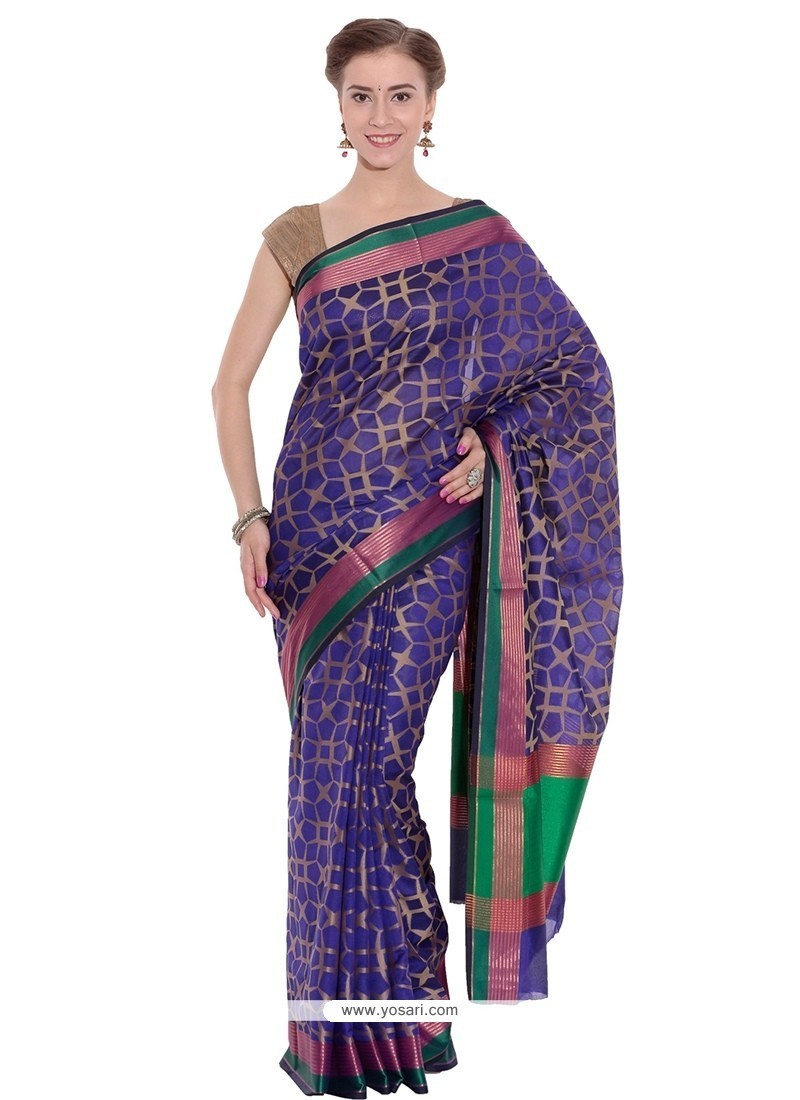 Aspiring Purple Weaving Work Cotton Classic Designer Saree