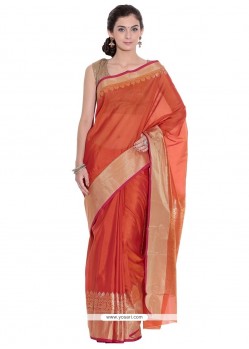 Enticing Art Silk Orange Classic Designer Saree