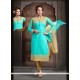 Irresistible Sea Green Embroidered Work Net Readymade Suit