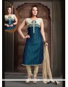 Topnotch Lace Work Teal Readymade Suit