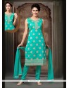 Floral Art Silk Sea Green Embroidered Work Readymade Suit