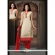 Embroidered Art Silk Readymade Suit In Red