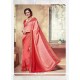 Pretty Red Embroidered Work Jacquard Classic Saree