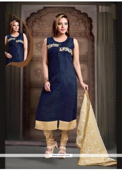 Hypnotizing Embroidered Work Navy Blue Readymade Suit