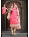 Pleasance Pink Embroidered Work Art Silk Readymade Suit