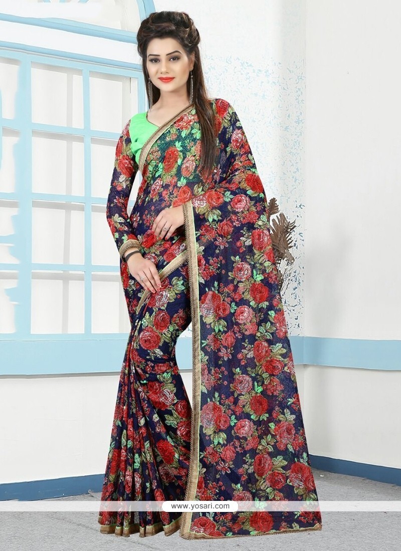 Beauteous Multi Colour Print Work Printed Saree