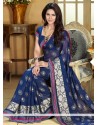 Luxurious Blue Jacquard Party Wear Saree