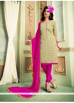 Dignified Chanderi Cotton Beige Churidar Designer Suit