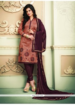 Aspiring Embroidered Work Chanderi Cotton Churidar Designer Suit