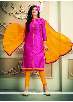 Heavenly Lace Work Chanderi Cotton Churidar Designer Suit