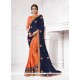 Surpassing Patch Border Work Orange Jacquard Silk Designer Traditional Sarees