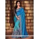 Blue Embroidered Work Silk Traditional Saree
