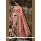 Sophisticated Faux Crepe Beige And Peach Embroidered Work Designer Half N Half Saree