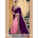 Distinctive Patch Border Work Pink And Purple Art Silk Designer Half N Half Saree