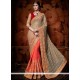 Ravishing Fancy Fabric Grey And Orange Designer Half N Half Saree