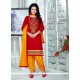 Staggering Cotton Red Punjabi Suit