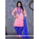 Peppy Pink Embroidered Work Cotton Punjabi Suit