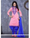 Peppy Pink Embroidered Work Cotton Punjabi Suit