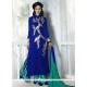 Flamboyant Resham Work Georgette Blue Designer Palazzo Salwar Kameez