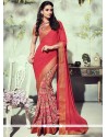Topnotch Red Patch Border Work Printed Saree