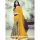 Captivating Patch Border Work Mustard Georgette Printed Saree