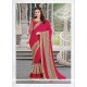 Delightsome Red Embroidered Work Georgette Designer Traditional Sarees