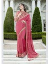 Dilettante Georgette Hot Pink Traditional Saree