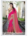 Ideal Embroidered Work Hot Pink Traditional Saree