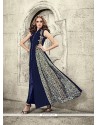 Astounding Velvet Navy Blue Designer Salwar Suit