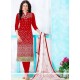 Patch Border Cotton Churidar Designer Suit In Red