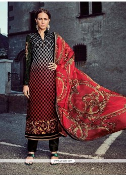Latest Grey And Red Designer Straight Salwar Suit