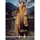 Gleaming Brown And Mustard Designer Straight Salwar Suit