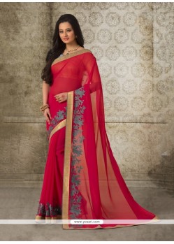 Flattering Georgette Red Casual Saree