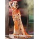 Monumental Orange Embroidered Work Classic Designer Saree