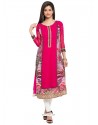 Capricious Print Work Hot Pink Georgette Party Wear Kurti