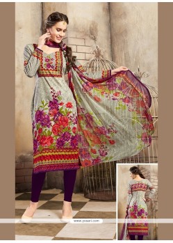 Vivacious Cotton Multi Colour Print Work Churidar Designer Suit