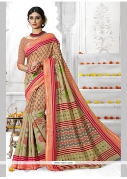 Lively Print Work Casual Saree