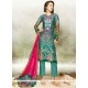Congenial Embroidered Work Satin Multi Colour Pant Style Suit