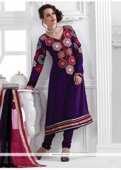 Blooming Purple Georgette Churidar Suit
