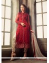 Glossy Resham Work Pant Style Suit