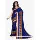Intrinsic Faux Crepe Navy Blue Patch Border Work Traditional Saree