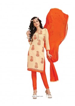 Orange Cotton Churidar Designer Suit
