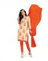 Orange Cotton Churidar Designer Suit