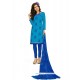 Breathtaking Embroidered Work Blue Cotton Churidar Designer Suit