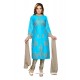 Lavish Resham Work Chanderi Turquoise Readymade Suit