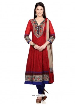 Awesome Cotton Red Readymade Suit